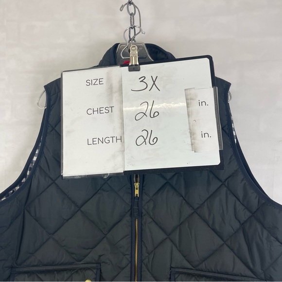 J.Crew Quilted Puffer Vest Black Gingham Lining Size 3X - Picture 8 of 14